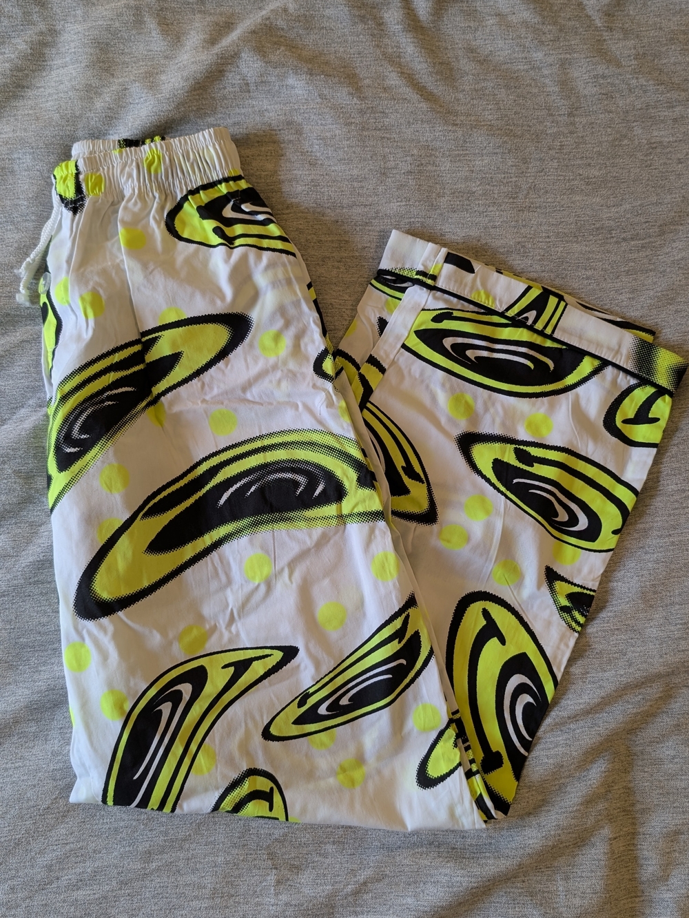 INSOMNIAC BRAND Neon Yellow & White Printed Bottoms